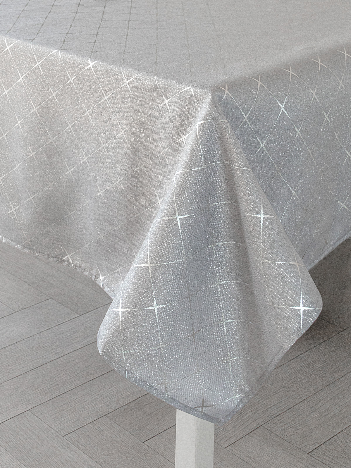 Скатерть LUCKY Золотая коллекция 140x180 см серебро E020216 - фото 1