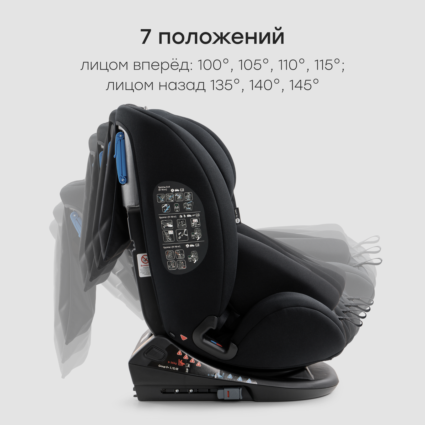 Автокресло Happy Baby Orex Isofix 0+/1/2/3 (0-36 кг) черный - фото 8