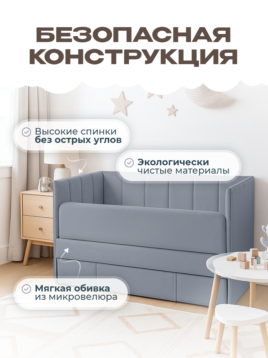 Кровать Три Кроватки Тито (синий) - фото 5