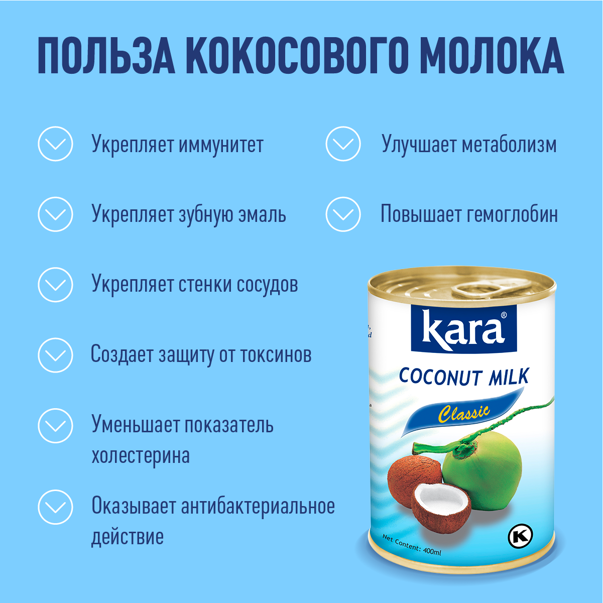 Кокосовое молоко Kara 400 мл Ж/Б - фото 2
