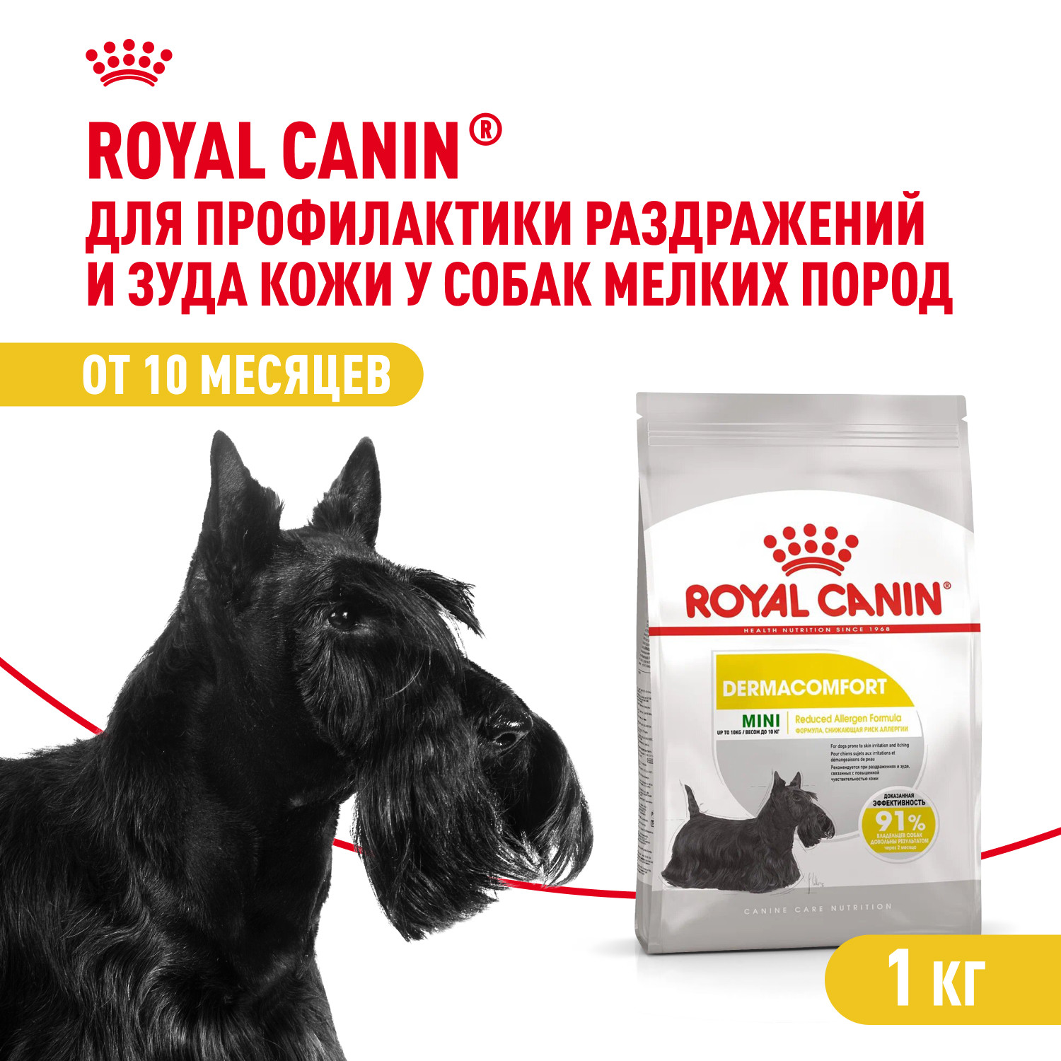 Корм для собак ROYAL CANIN Mini Dermacomfort при раздраженной и зудящей коже 1кг - фото 1