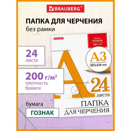 Художественная бумага, бумага для черчения Brauberg для графики 24 лист.