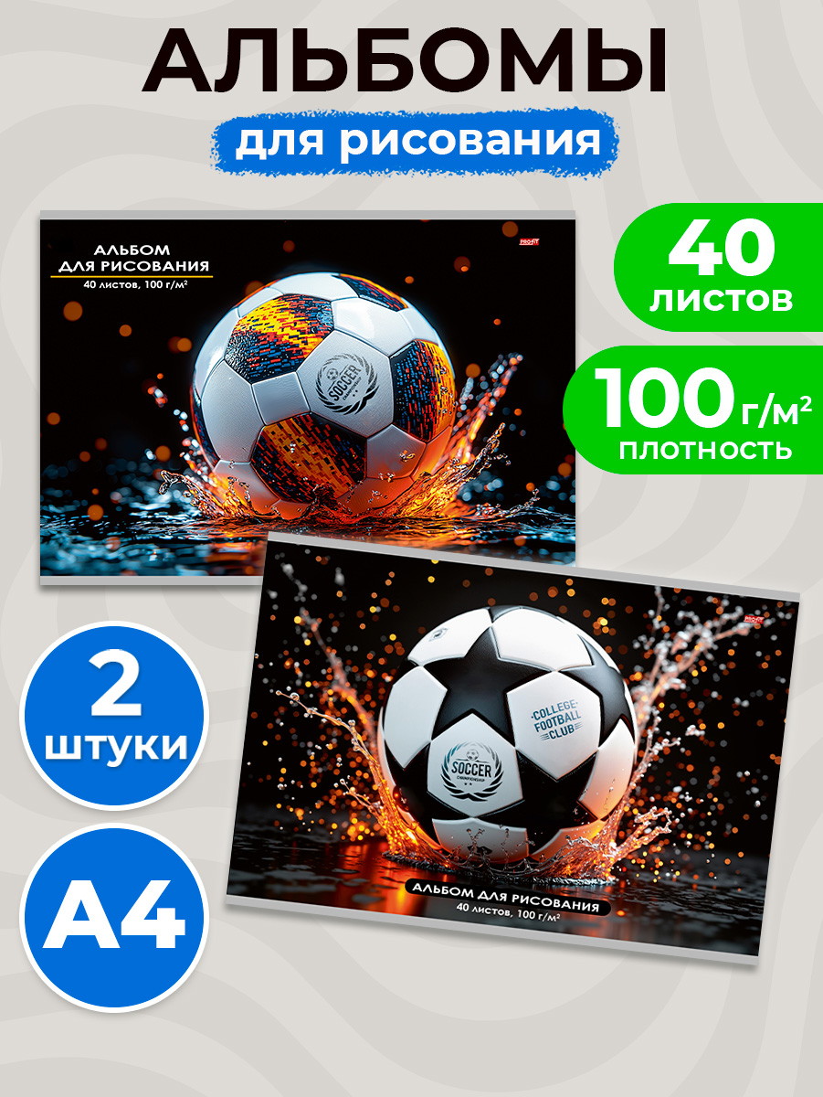 Альбом Profit Футбольные мячи А4 40 лист. 2 шт. - фото 1