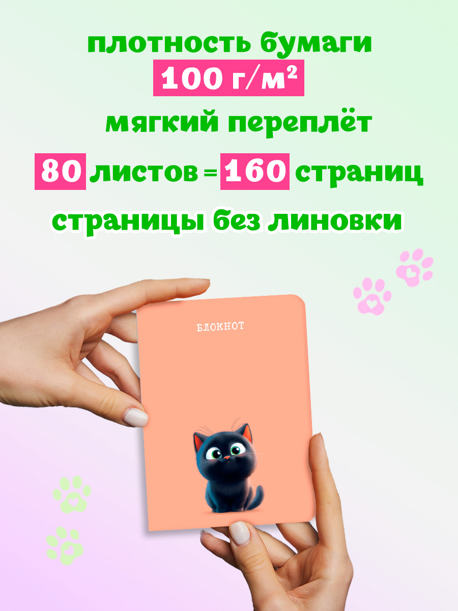 Блокнот Проф-Пресс Чёрный котик+Сиба-ину 2 шт. А6 80 лист. - фото 2