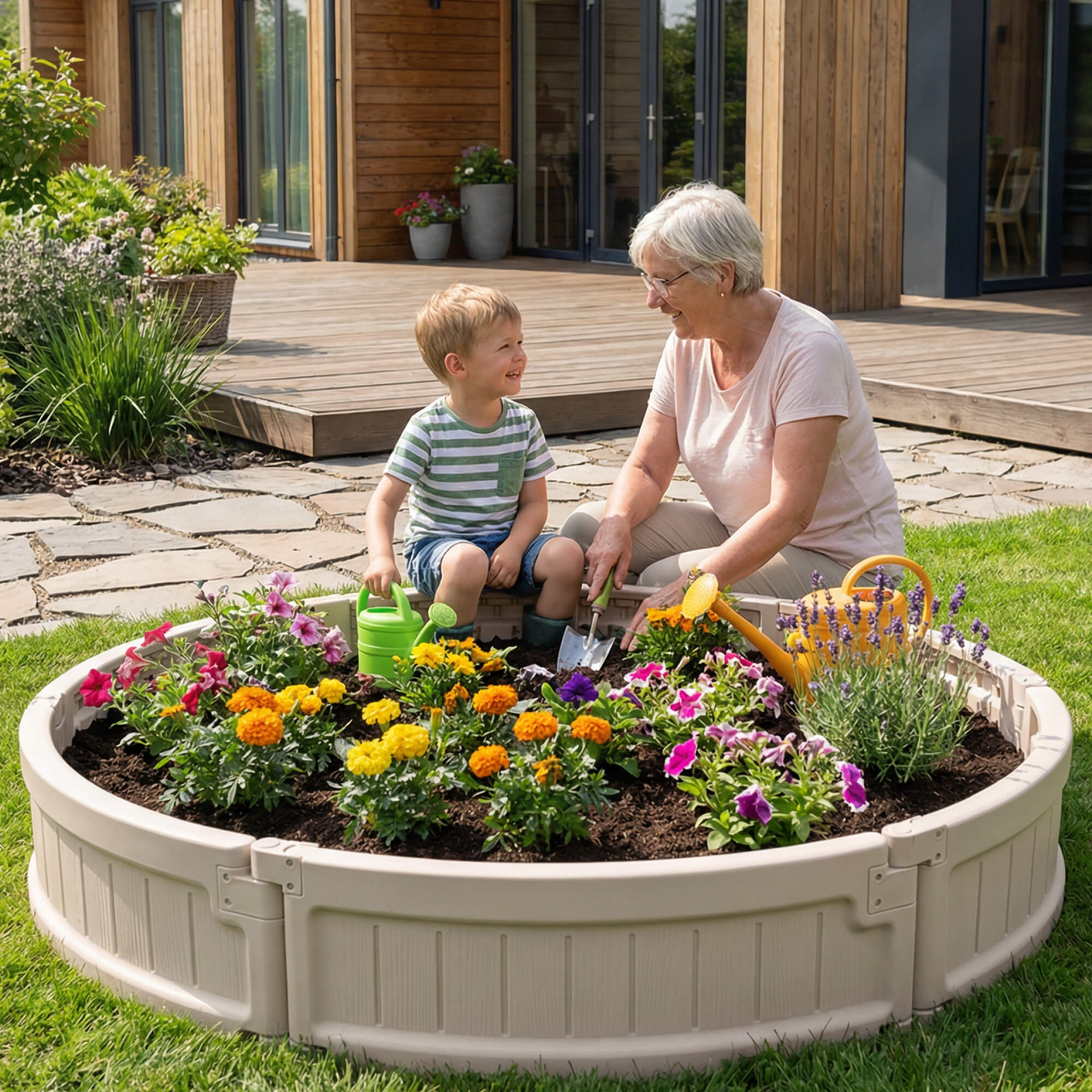 Песочница детская круглая UNIX Kids 120 см пластиковая 3 сиденья + тент - фото 16