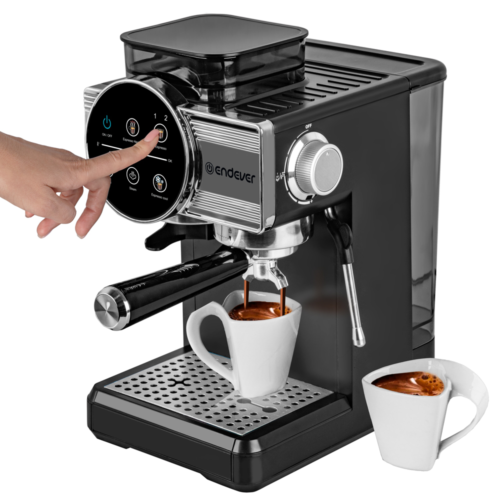 Кофеварка рожковая ENDEVER COSTA-1093 давление 20 Бар 1350 Вт 1.8 л встроенная кофемолка, капучинатор - фото 10