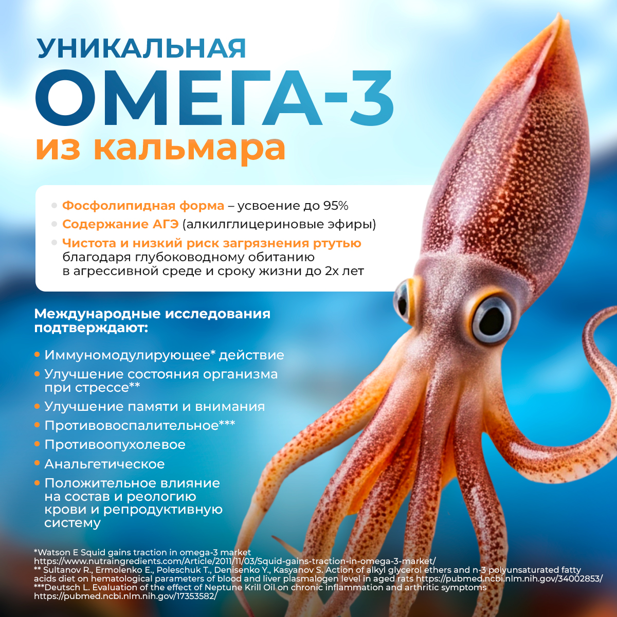 Омега -3 + АГЭ комплекс Доктор Море тихоокеанская из печени дикого кальмара 120 капсул - фото 6