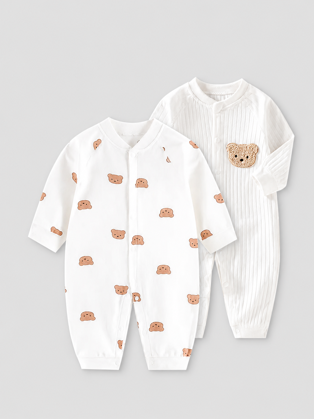 Комбинезон 2 шт Momzy набор белый, белый с мишками - фото 1