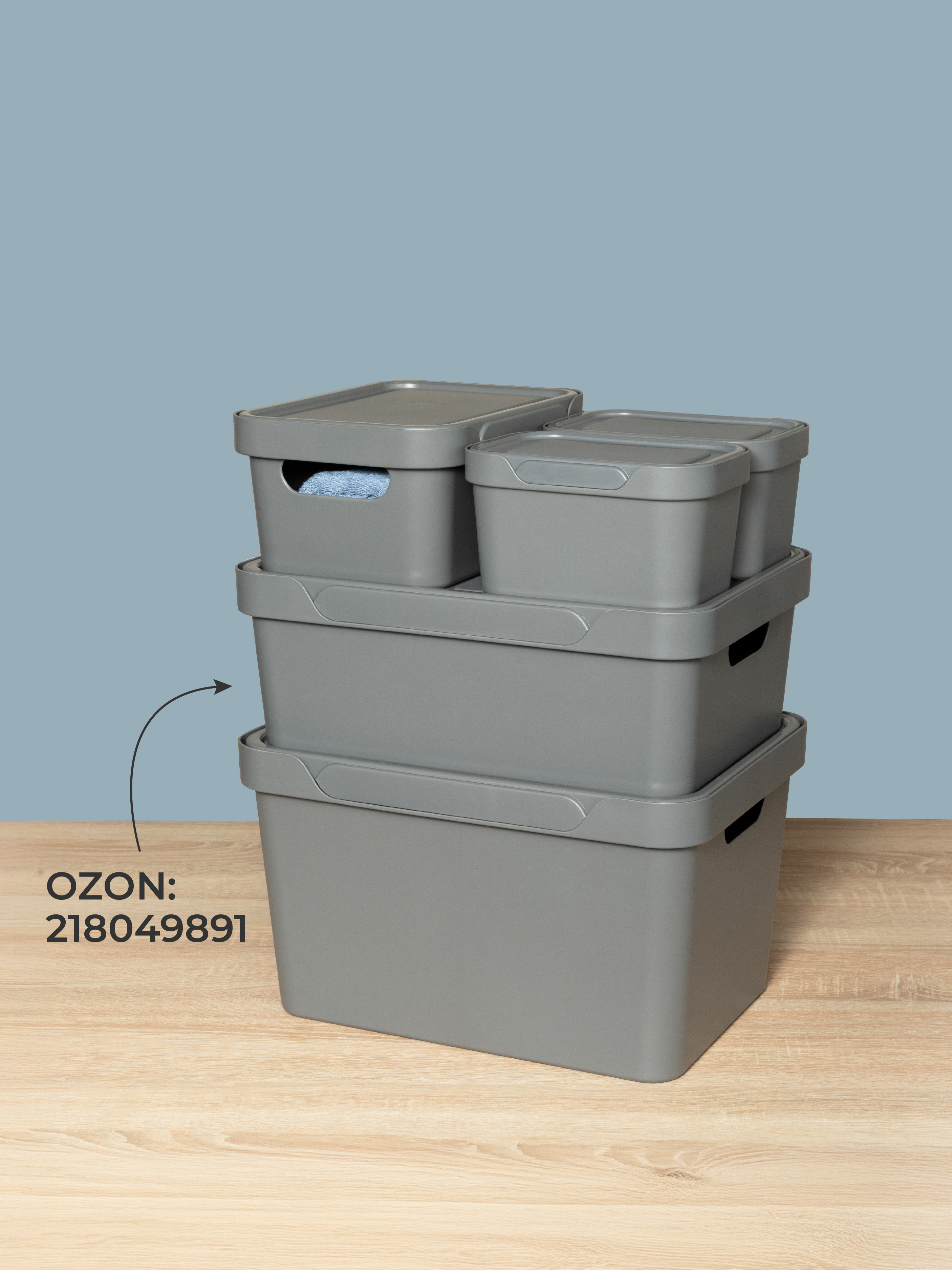 Коробка Econova с крышкой LUXE 4.6л серый - фото 5