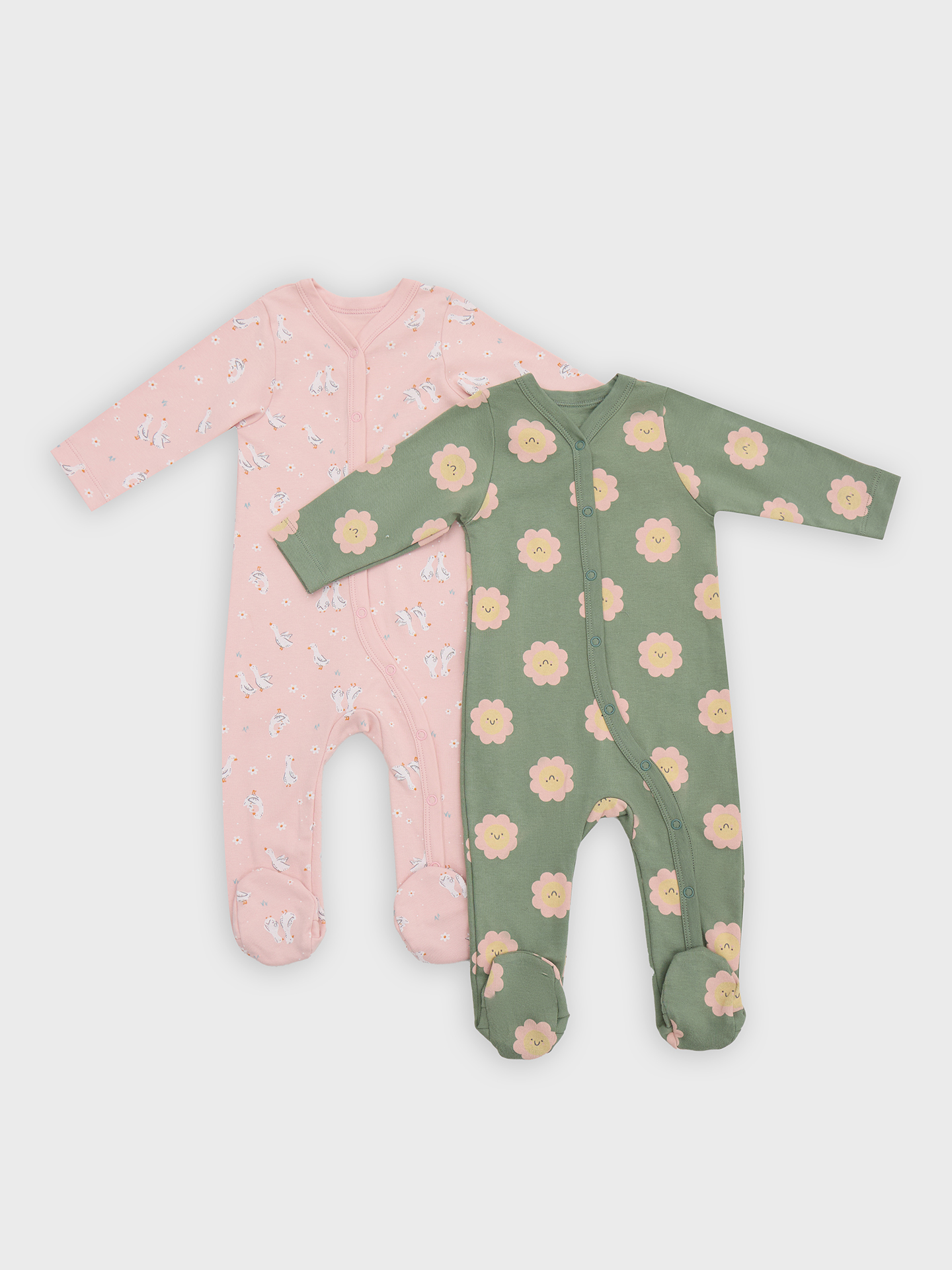 Комбинезон 2 шт Mark Formelle (Марк Формэль) 14005-2/уточки на св.розовом +цветы на зелени - фото 2