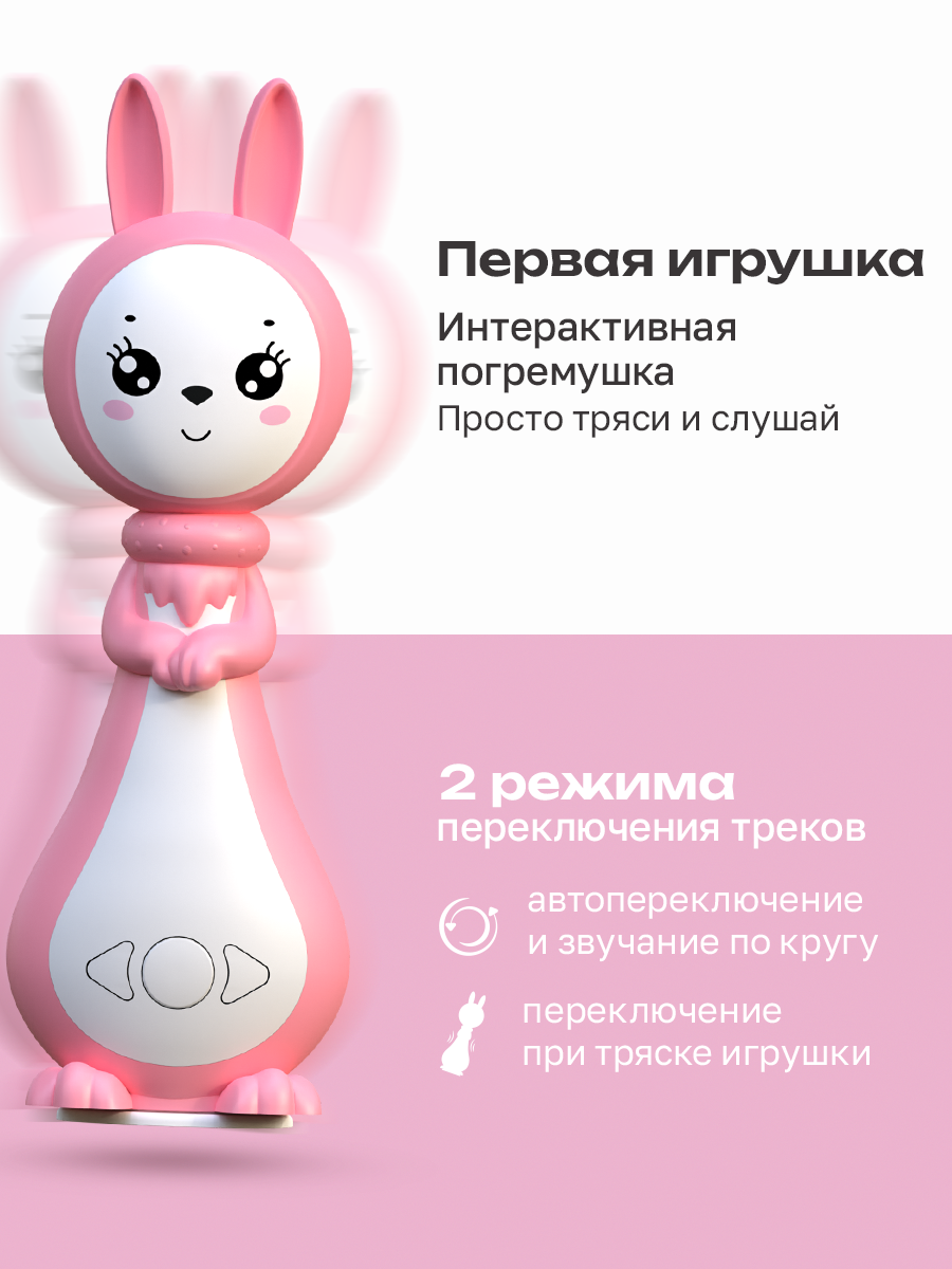 Игрушка BertToys Зайчик няня Грызушка Розовый - фото 6