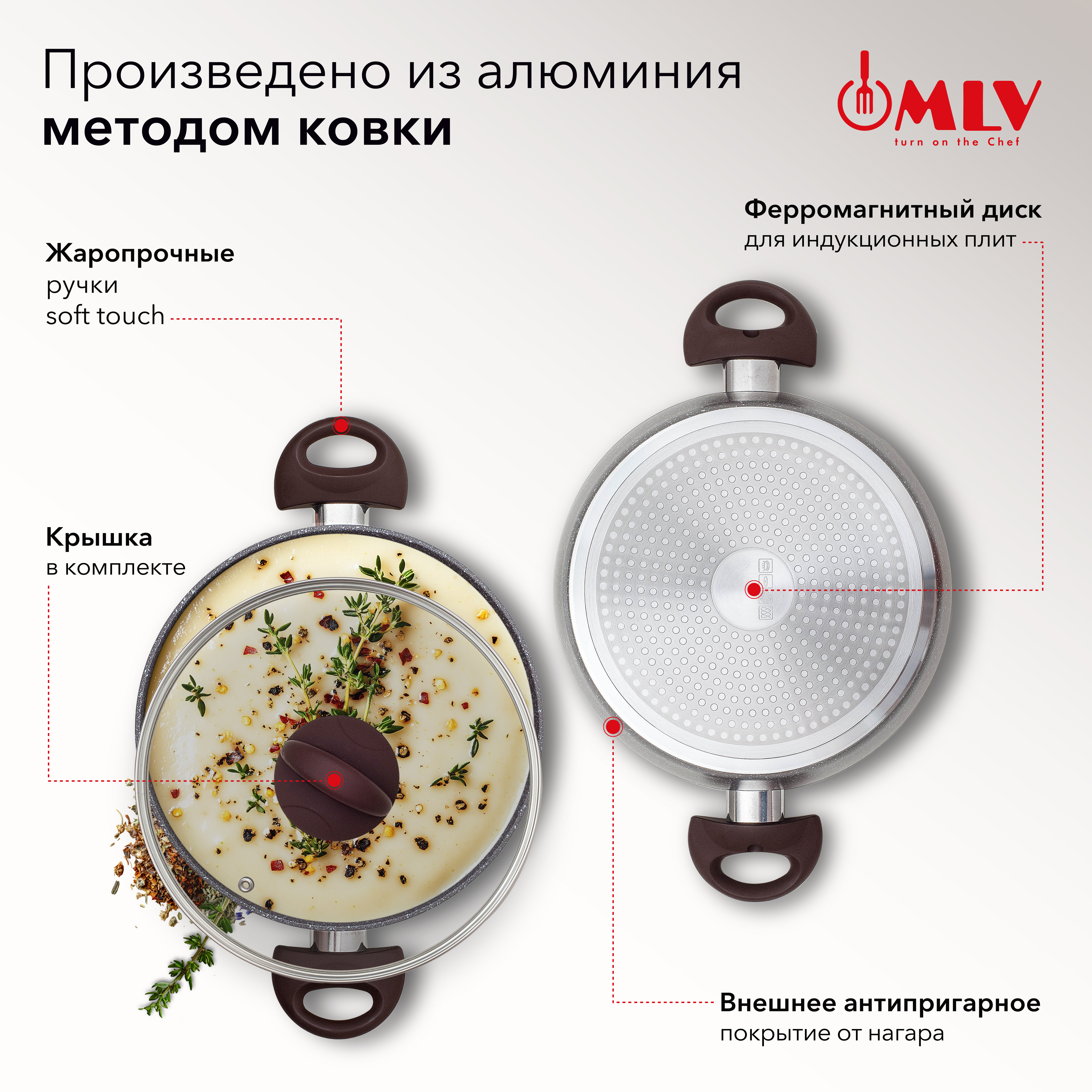 Кастрюля для индукционных плит с крышкой Moulin Villa Chocolate Pie 2,2 литра - фото 2