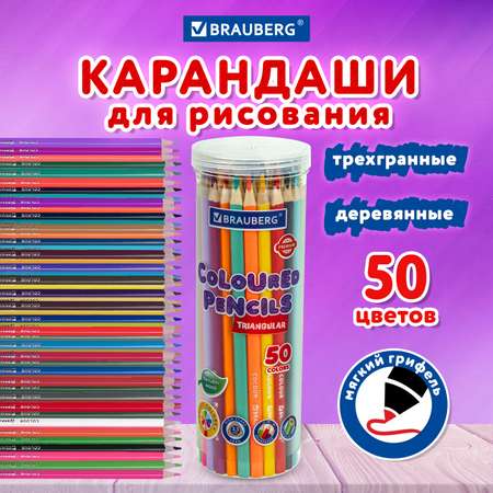 Карандаши цветные Brauberg 50 шт.