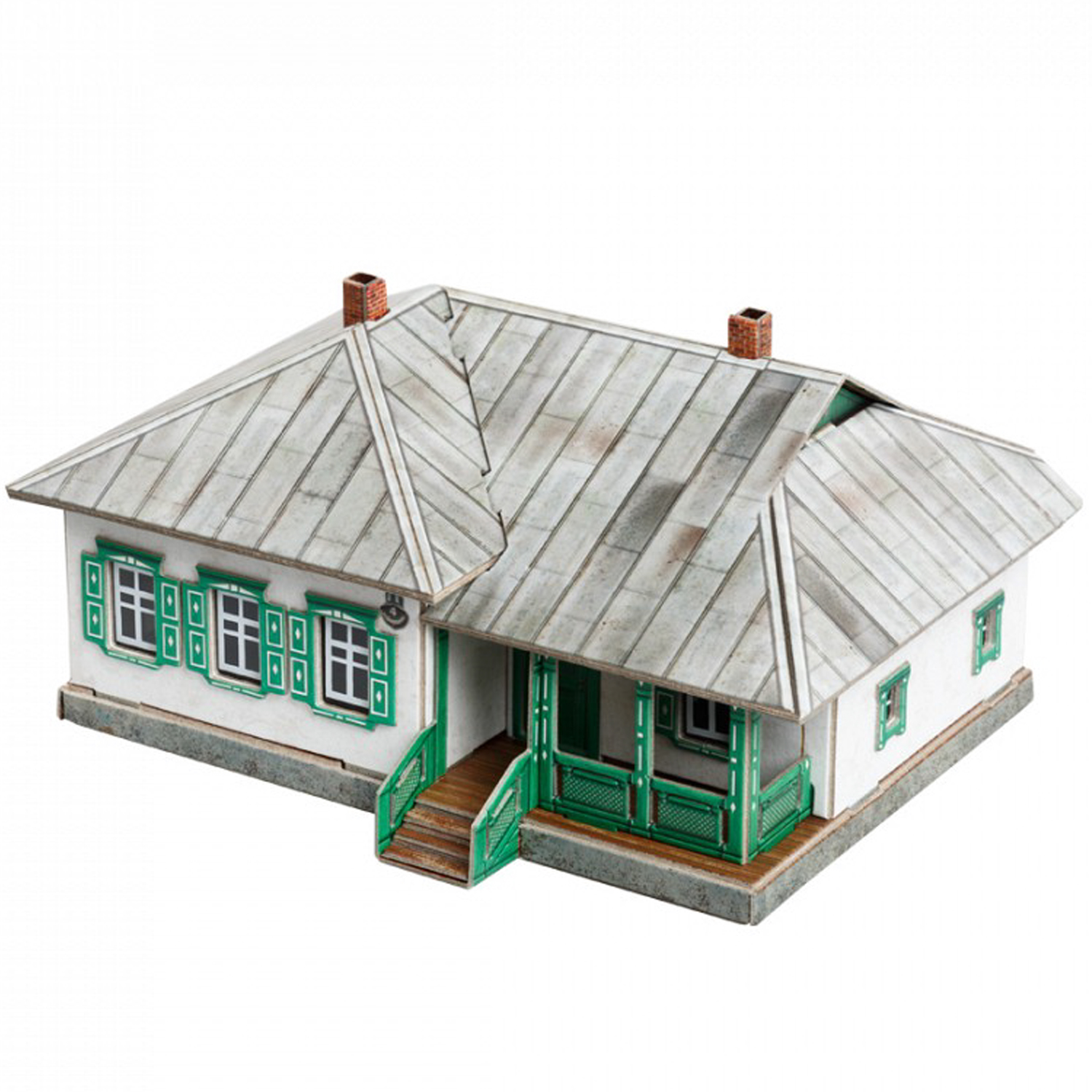 Игрушка из картона Умная бумага Железная дорога. Сельский дом 2 496 496 - фото 2