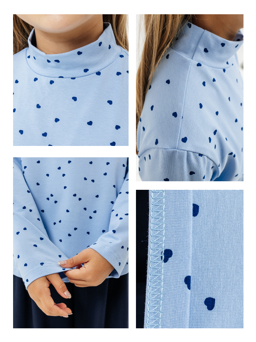 Водолазка Селтекс Ю_ДК68 голубой/сердечки мини синий - фото 7