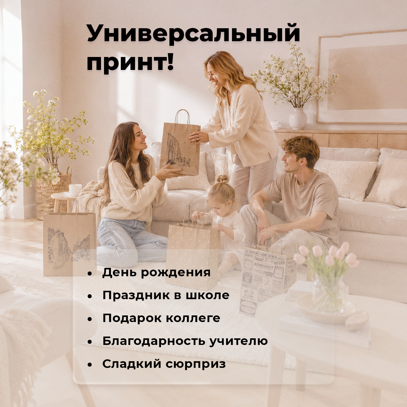 Пакеты бумажные крафтовые Gift Mania для упаковки подарков Стиль 4 шт 32 х 24 х 10,5 см - фото 2
