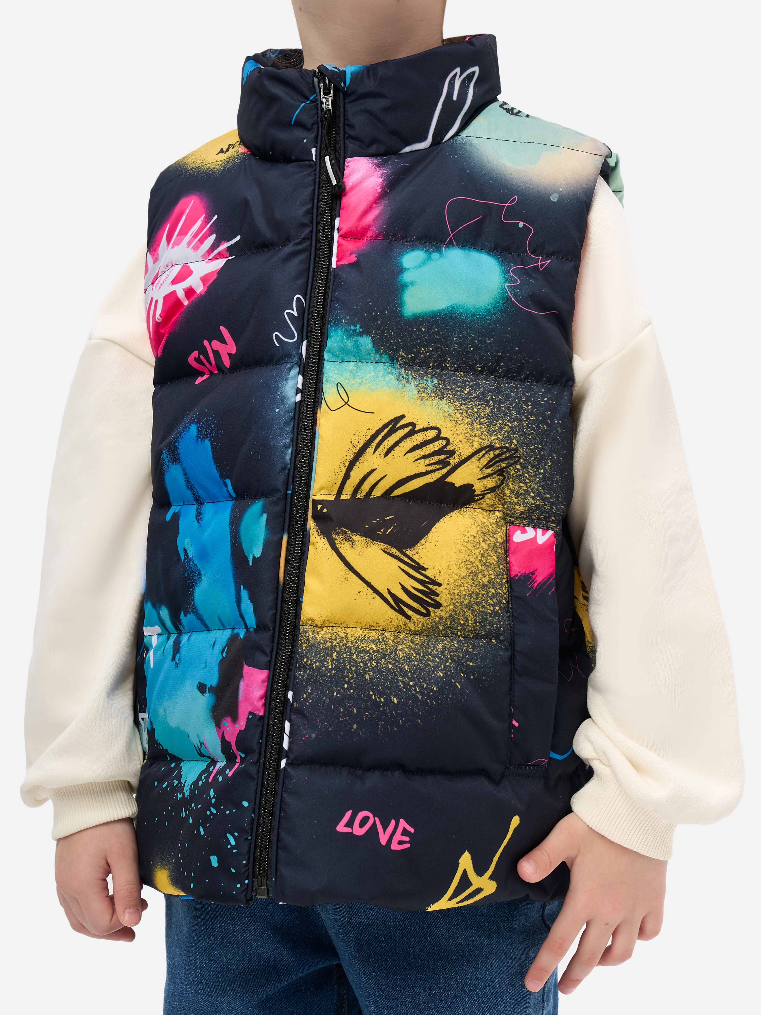 Жилет Arctiline Майри 800 D-25 Принт "Граффити тёмно-синий" - фото 3