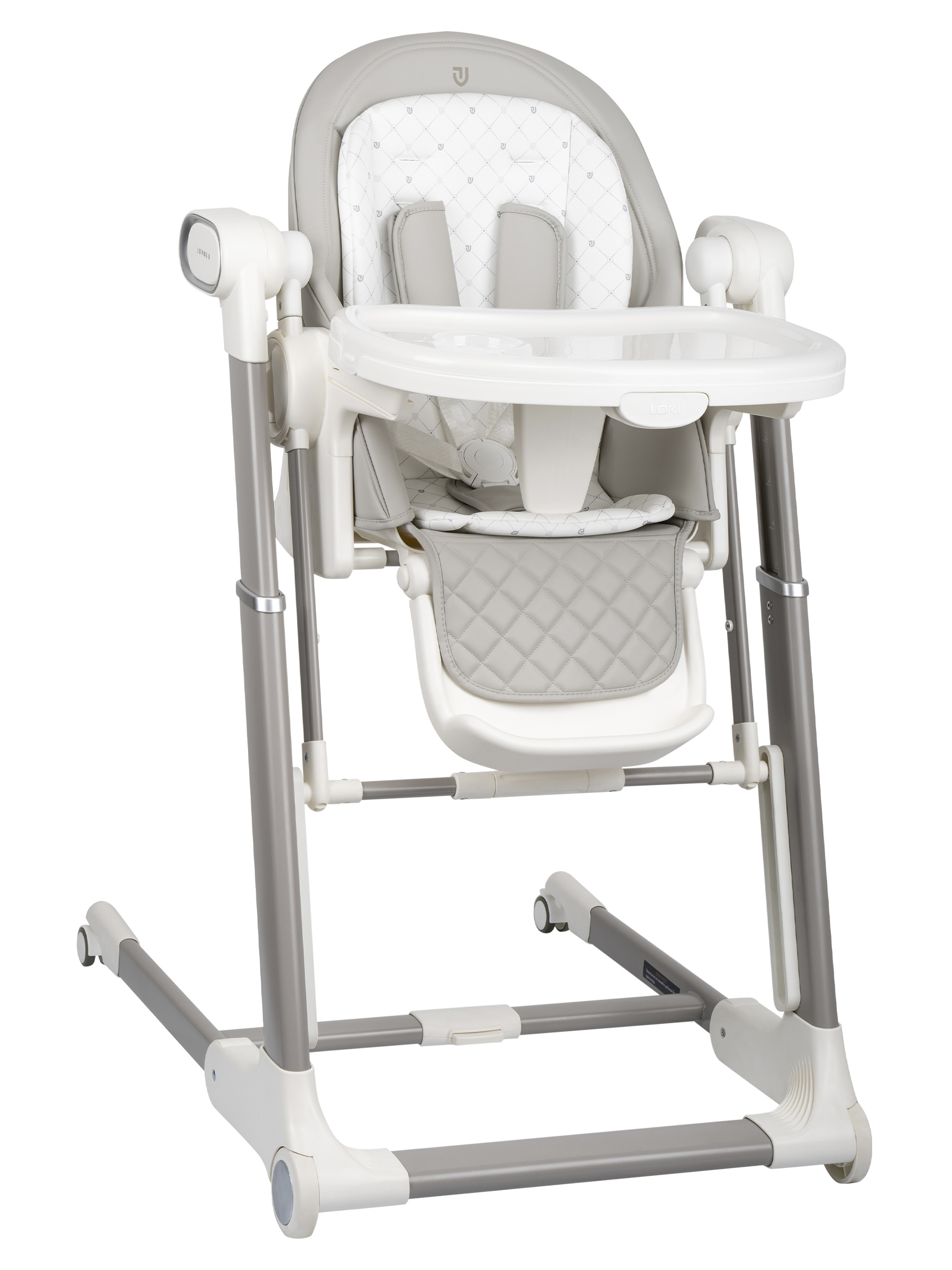 Стульчик для кормления JOVOLA Loki с функцией электрокачели серый - фото 1
