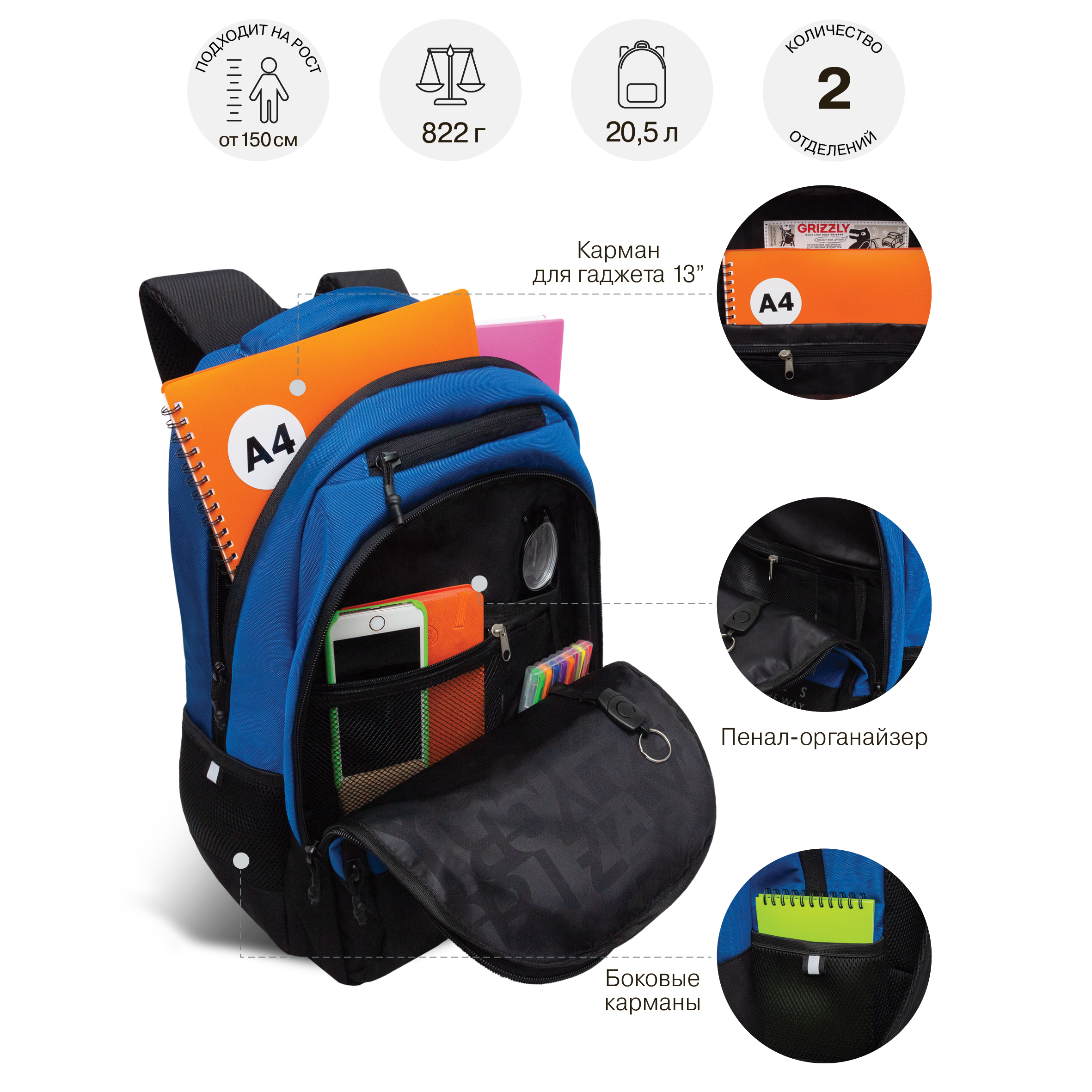Рюкзак Grizzly для мальчика - фото 7