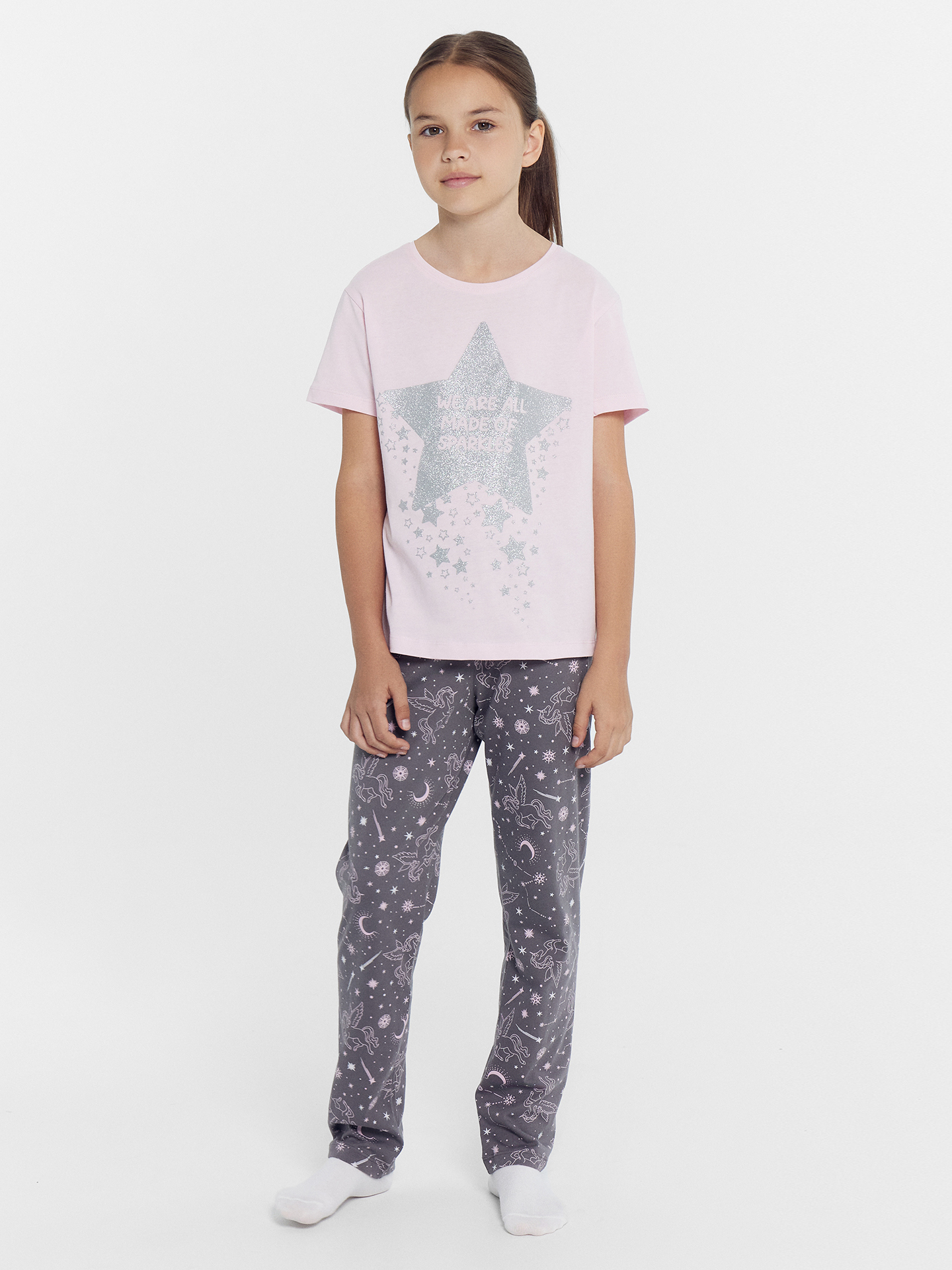 Изображение товара Пижама Mark Formelle для девочек из хлопка, футболка и штаны, 1140 рублей
