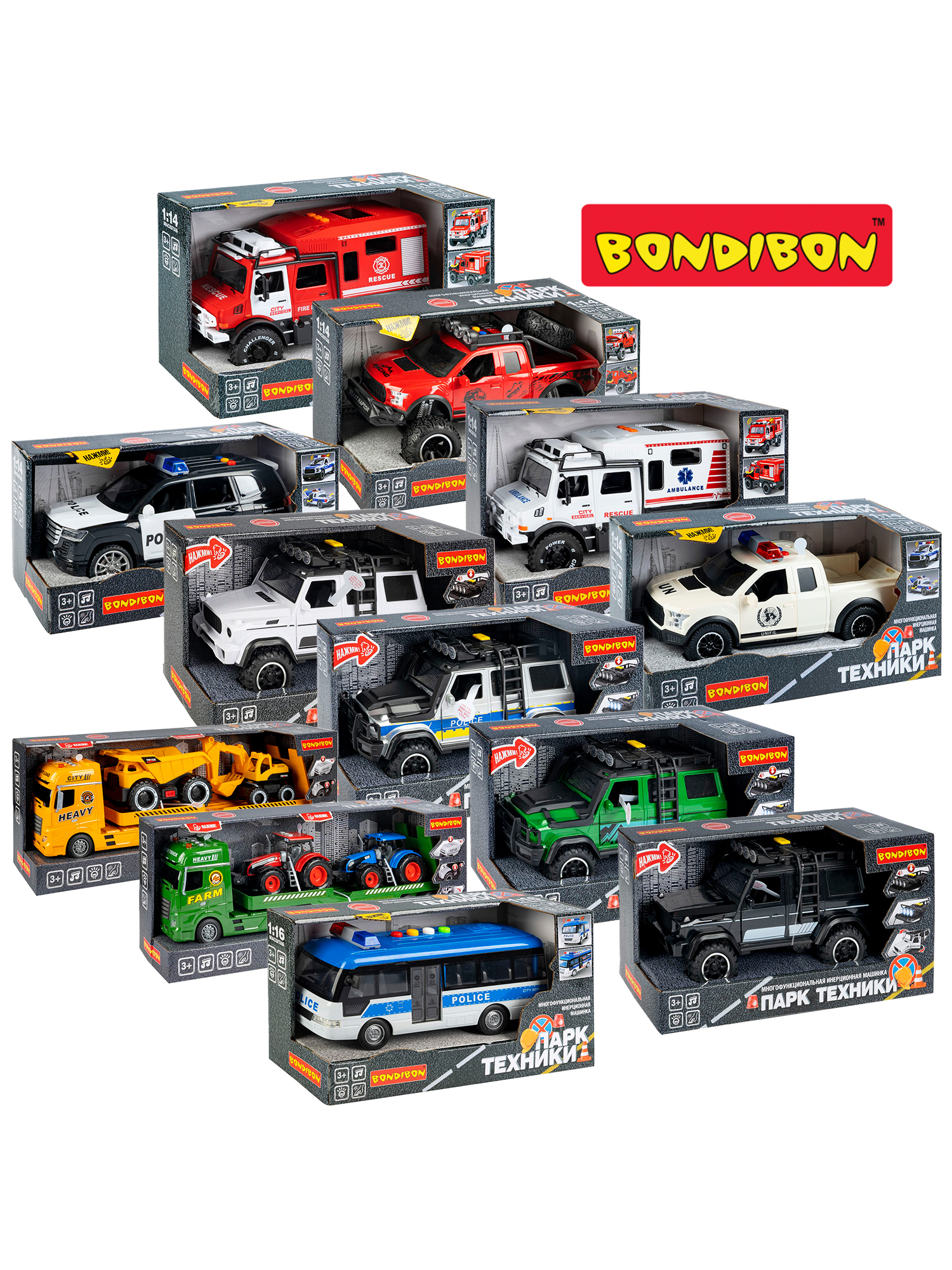 Полицейская машина Bondibon Инерционная машинка свет звук 1:14 ВВ6088 - фото 7