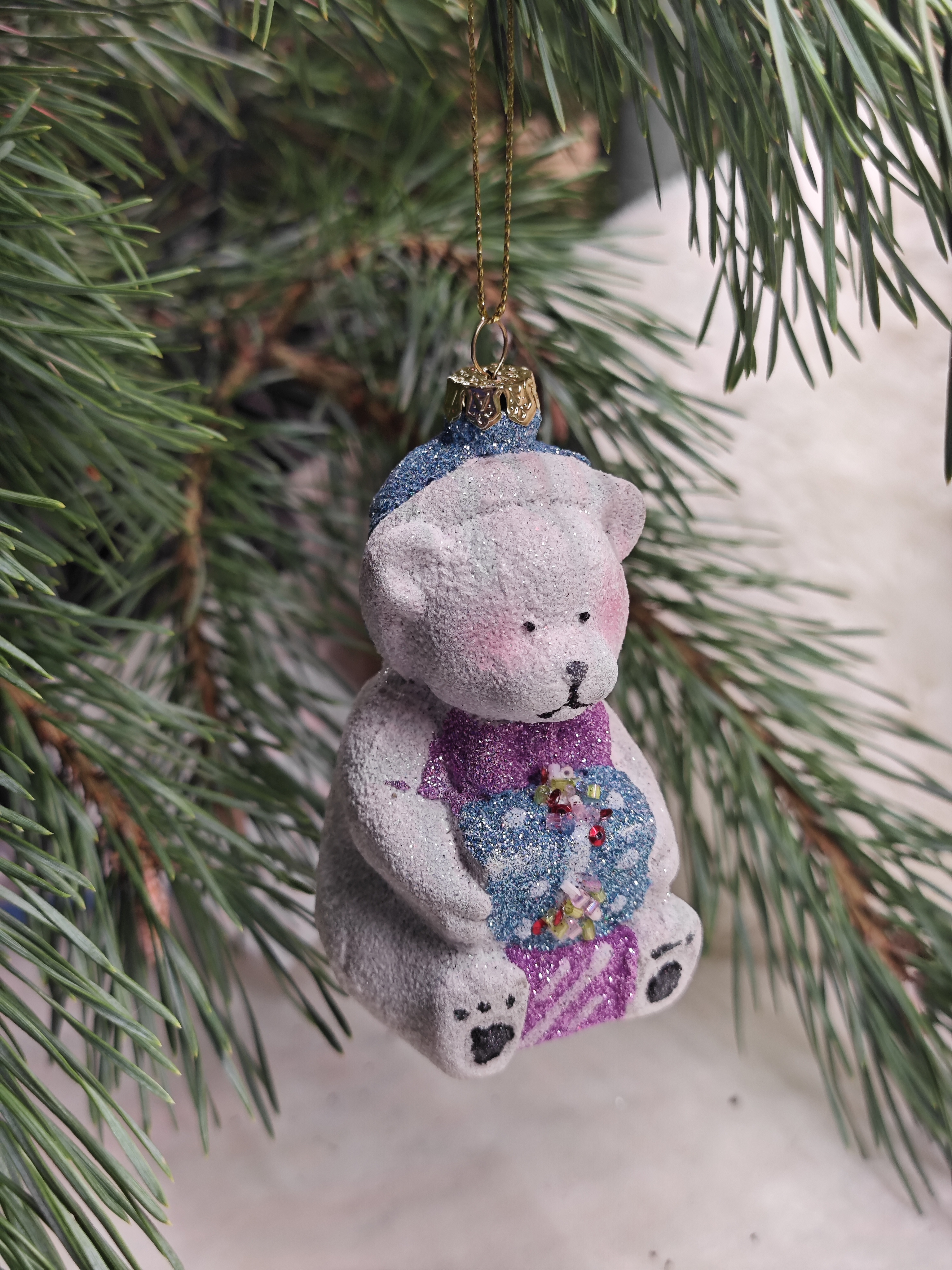 Украшение ёлочное Магия праздника ручной работы Мишка 11 см 3 шт - фото 1