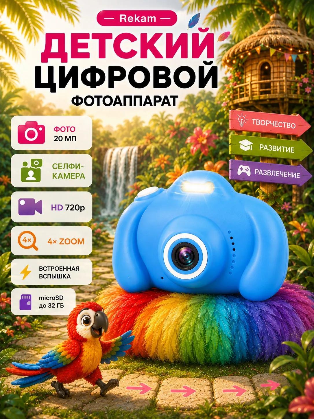 Изображение товара Детский цифровой фотоаппарат Rekam iLook K410i с функциями съемки и видео Изображение товара Детский цифровой фотоаппарат Rekam iLook K410i с функциями съемки и видео