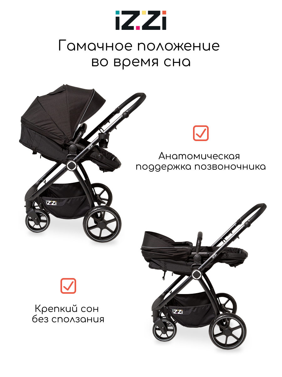 Коляска трансформер iZZi Универсальная черный - фото 19