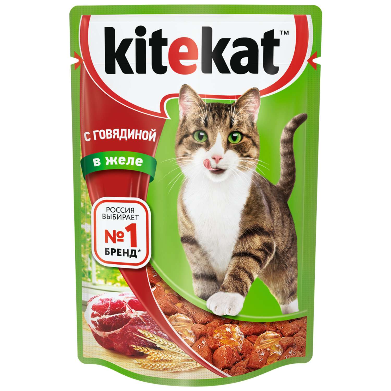 Корм влажный для кошек KiteKat 85г говядина в желе - фото 1