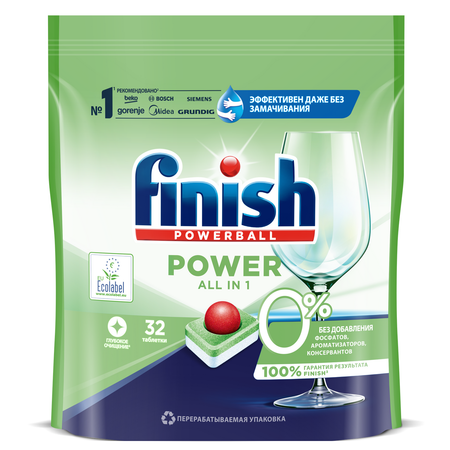 Средство для мытья посуды Finish 0% 32 таблетки бесфосфатные