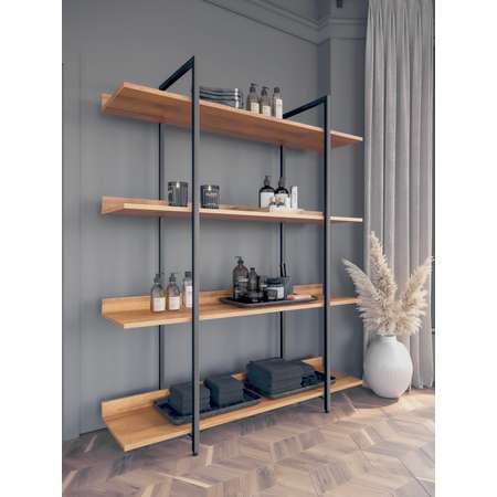 Стеллаж WoodSteel Chicago в стиле лофт 146х120х35 см. Чёрный