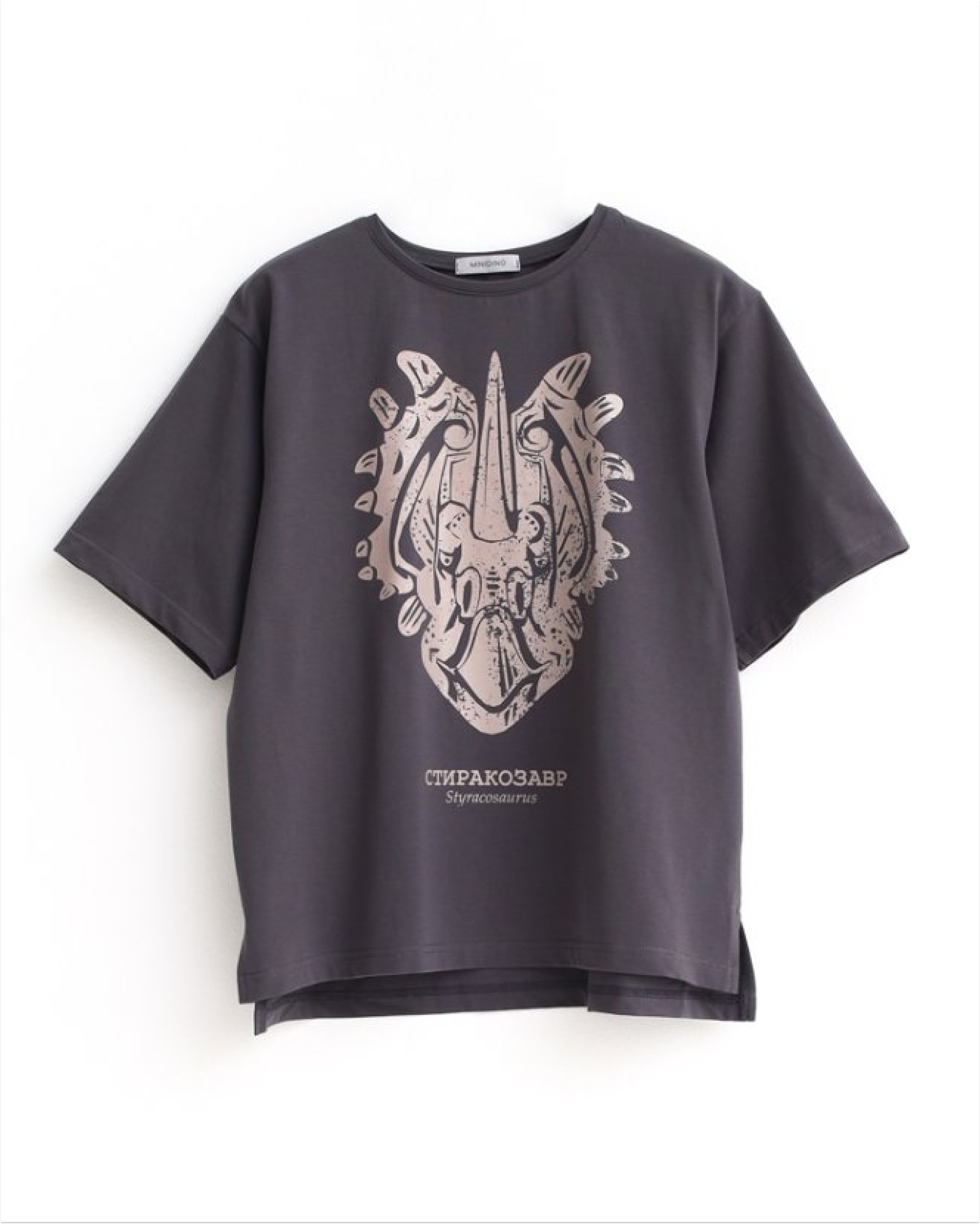 Футболка MINIDINO Т-Д-014 Футболка oversize графит принт Стиракозавр - фото 2
