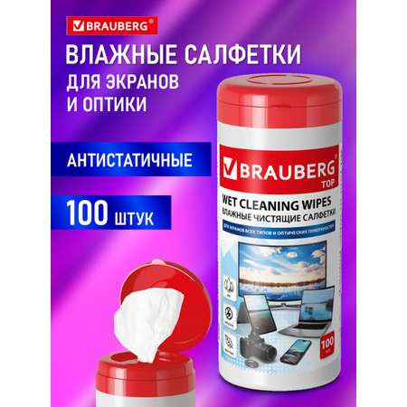 Влажные салфетки Brauberg 100 шт.
