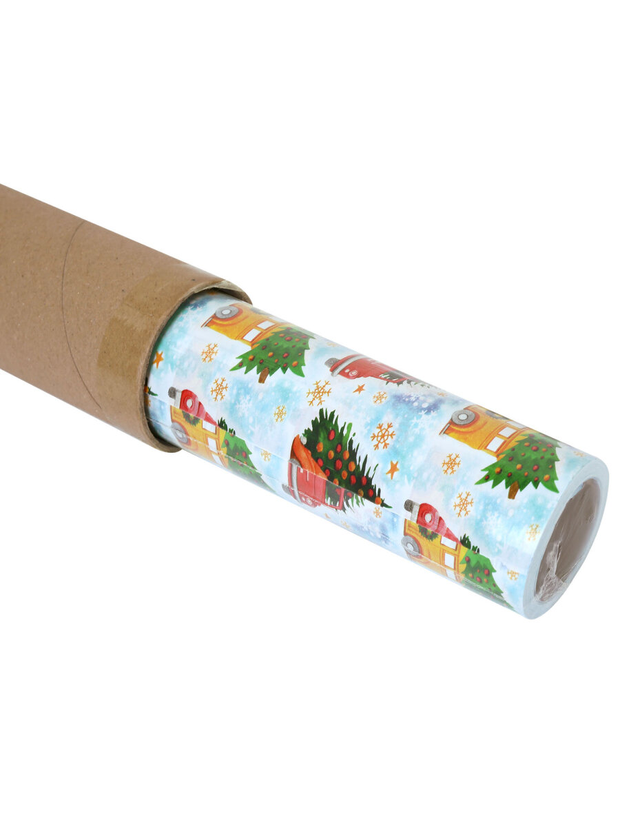 Упаковочная бумага Золотая сказка для новогодних подарков в рулоне 70 см х 10 м Машинки - фото 10