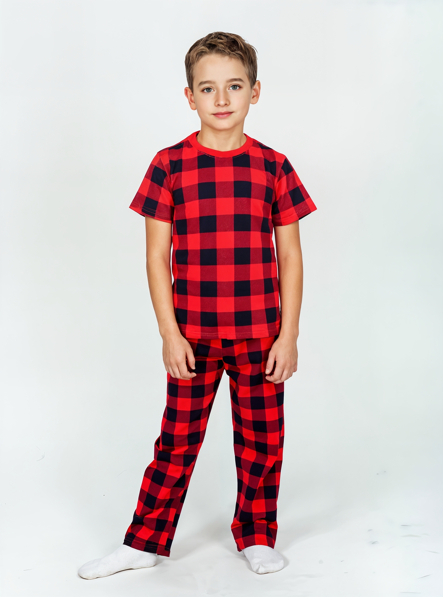 Пижама KiMMi co К-1408827/1 красный_клетка - фото 1
