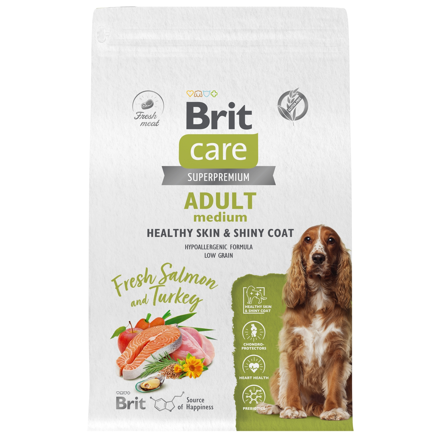 Сухой корм Brit Кеа Dog Adult Medium с лососем и индейкой для взрослых собак средних пород 3кг - фото 1