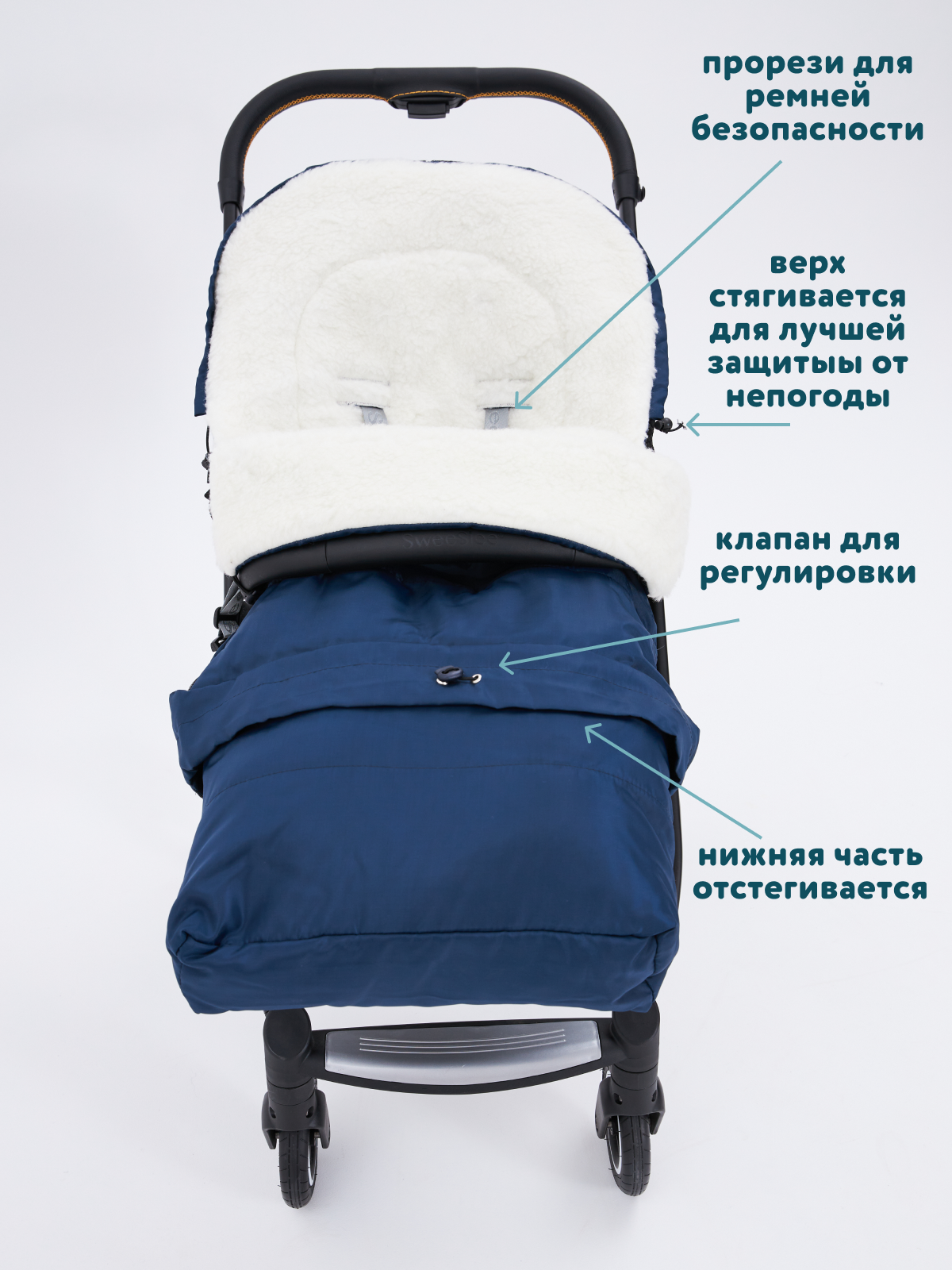 Конверт в коляску Осьминожка Трансформер синий - фото 4