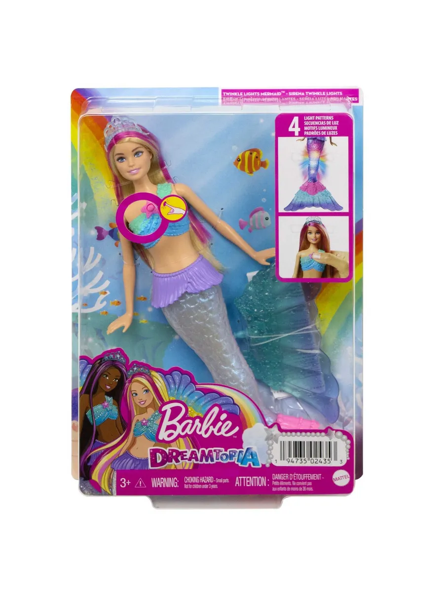 Кукла модельная Barbie Dreamtopia русалка со светящимся хвостом высота 29 см HDJ36 - фото 6