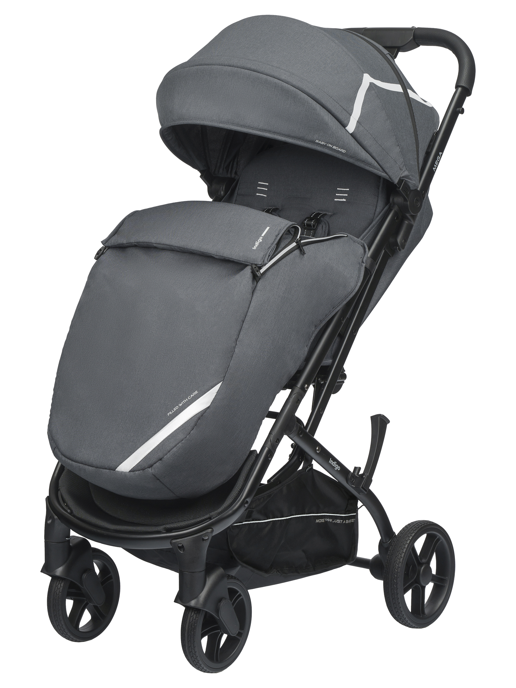 Коляска прогулочная Indigo Mega темно-серый - фото 18