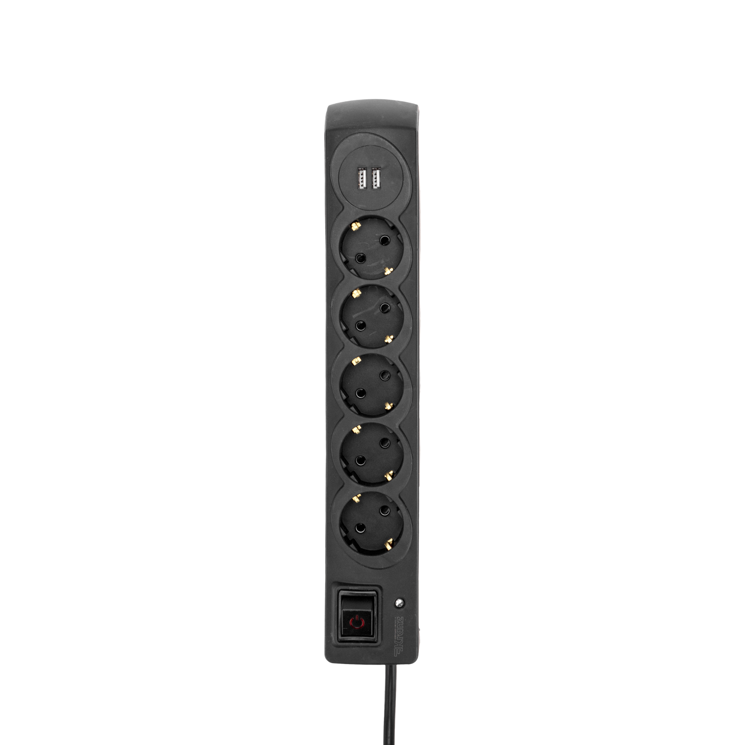 Фильтр сетевой Kranz 3 метра 5 гнезд с автовыключением 2 USB черный - фото 2