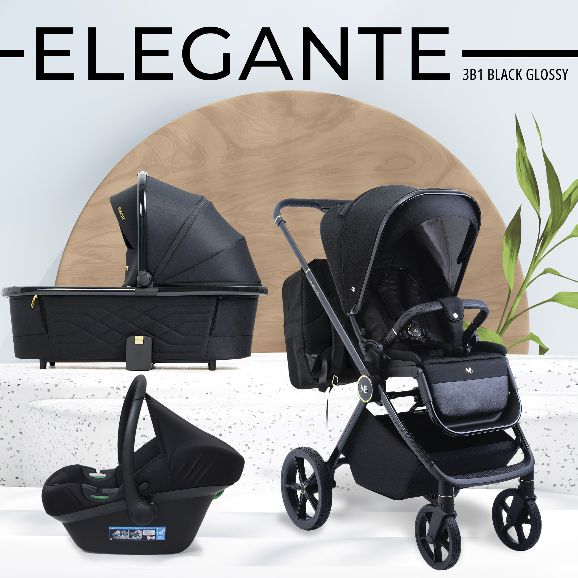 Коляска 3в1 Sweet Baby Elegante Black - фото 1