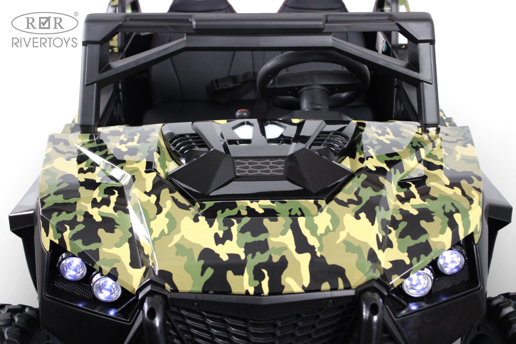 Электромобиль RIVERTOYS A707AA-LUX-NEW-GREEN-CAMOUF С пультом ДУ - фото 4