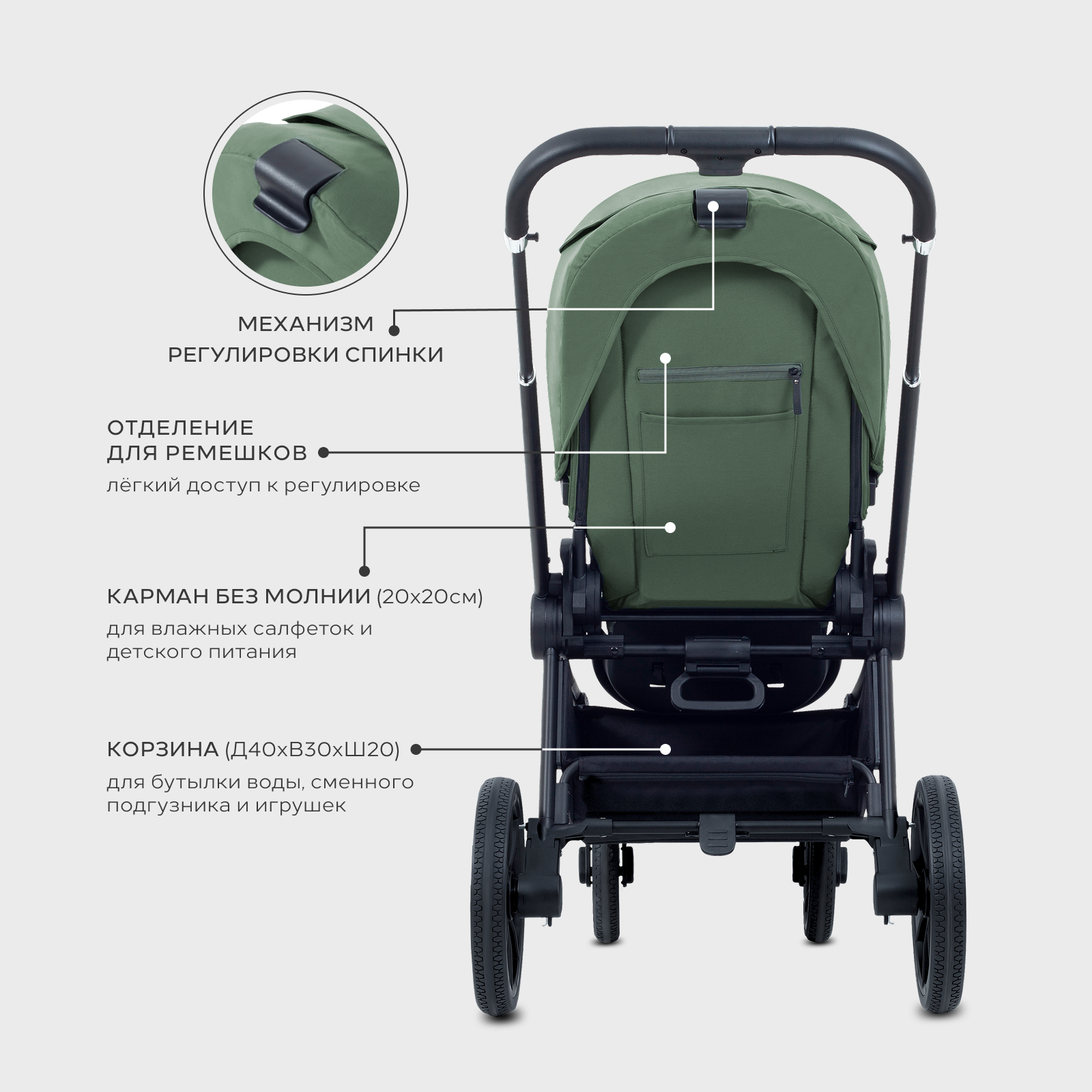 Коляска 3в1 MOWbaby Zoom new 3в1, olive хаки - фото 14