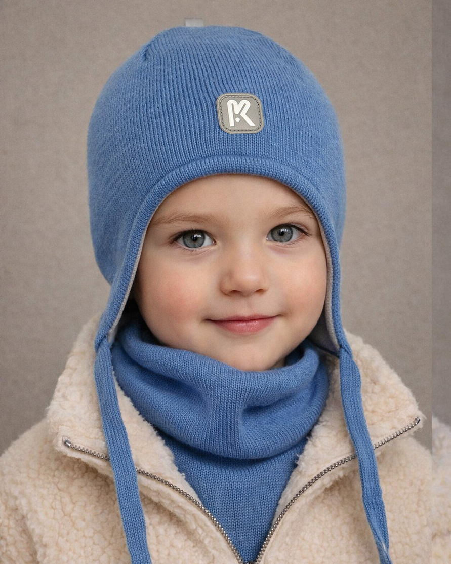 Шапка и снуд ПриКиндер U-Sp232724 Цвет: Джинс - фото 1