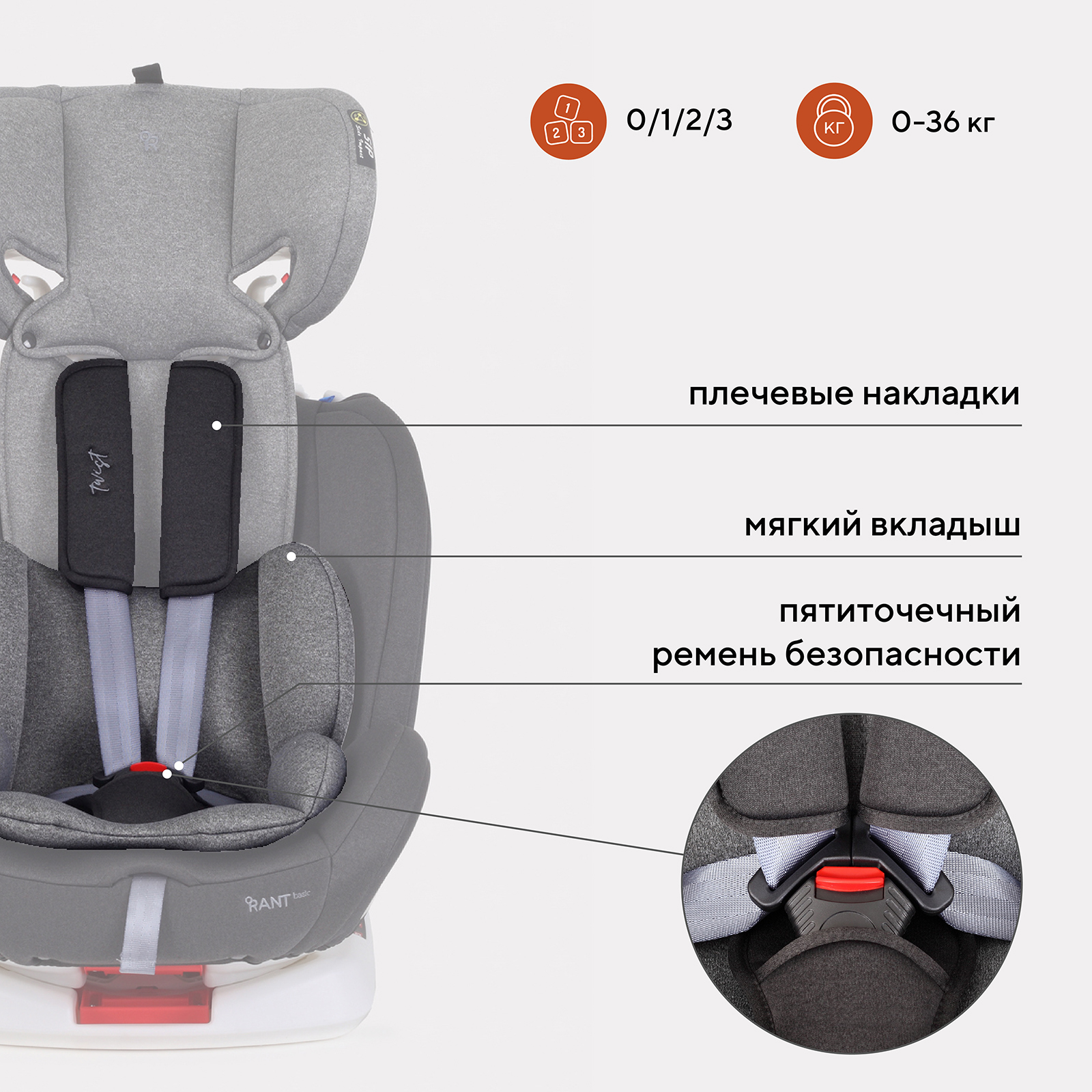 Автокресло Rant Basic Twist Grey Isofix 0+/1/2/3 (0-36 кг) - фото 9