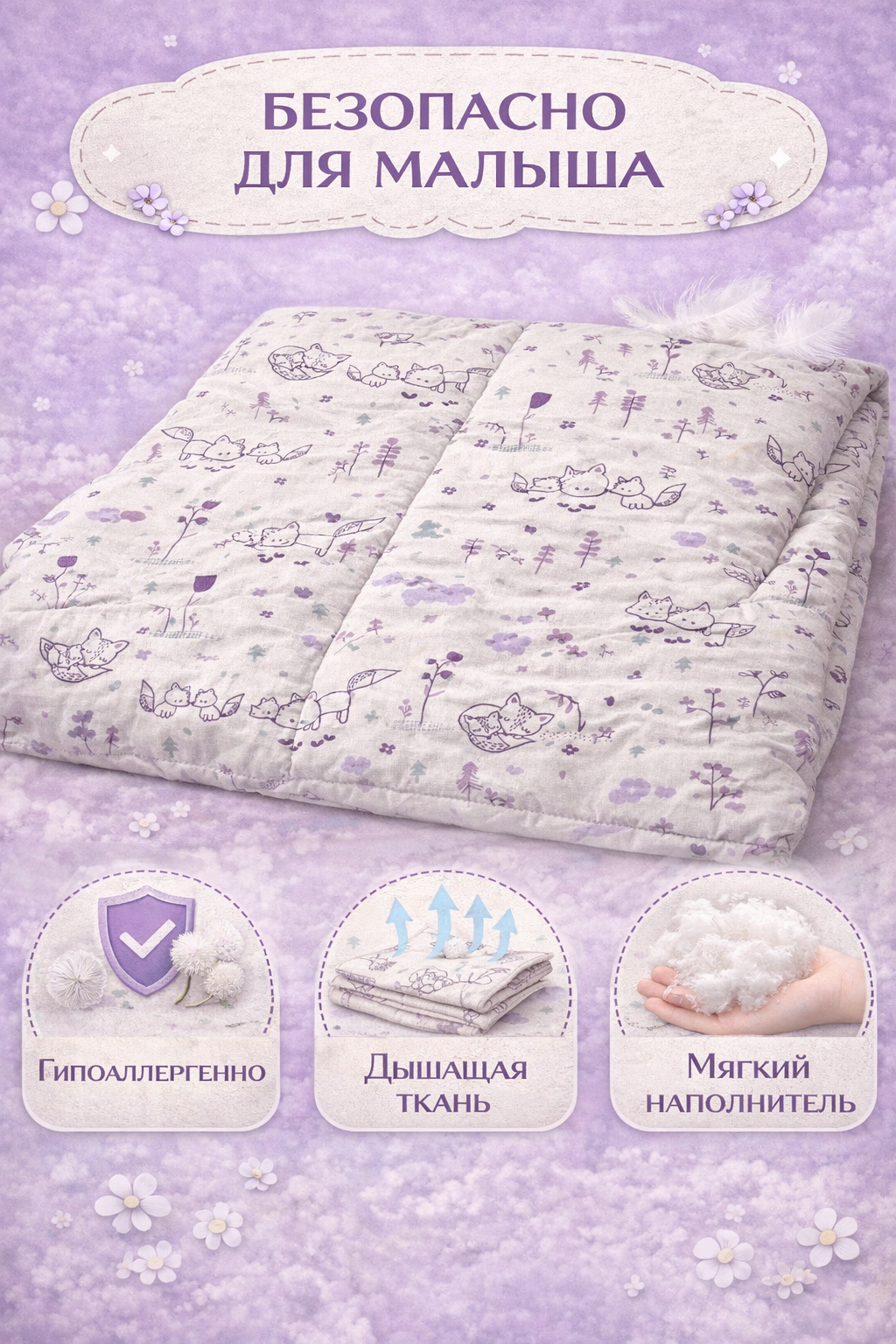 Одеяло Daisy Лисички 110 x 140 см хлопок - фото 4