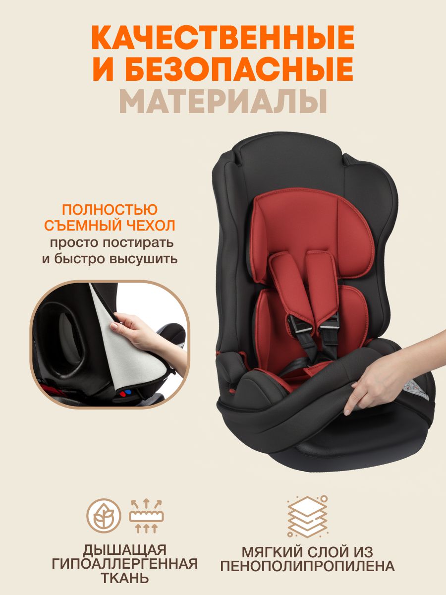 Автокресло ZLATEK Atlantic lux 1/2/3 (9-36 кг) красный - фото 8