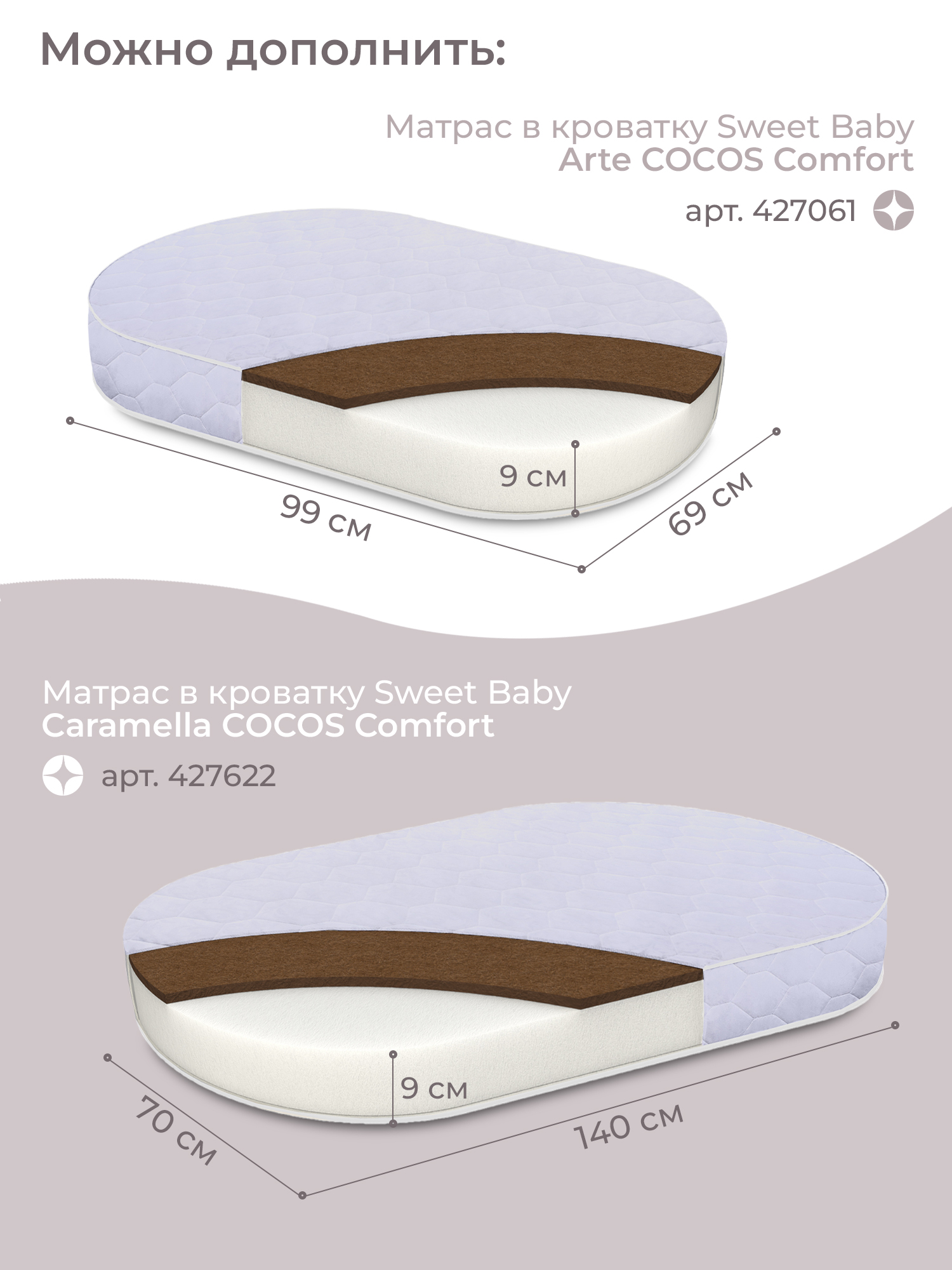 Детская кроватка Sweet Baby Arte овальная, поперечный маятник (серый) - фото 8