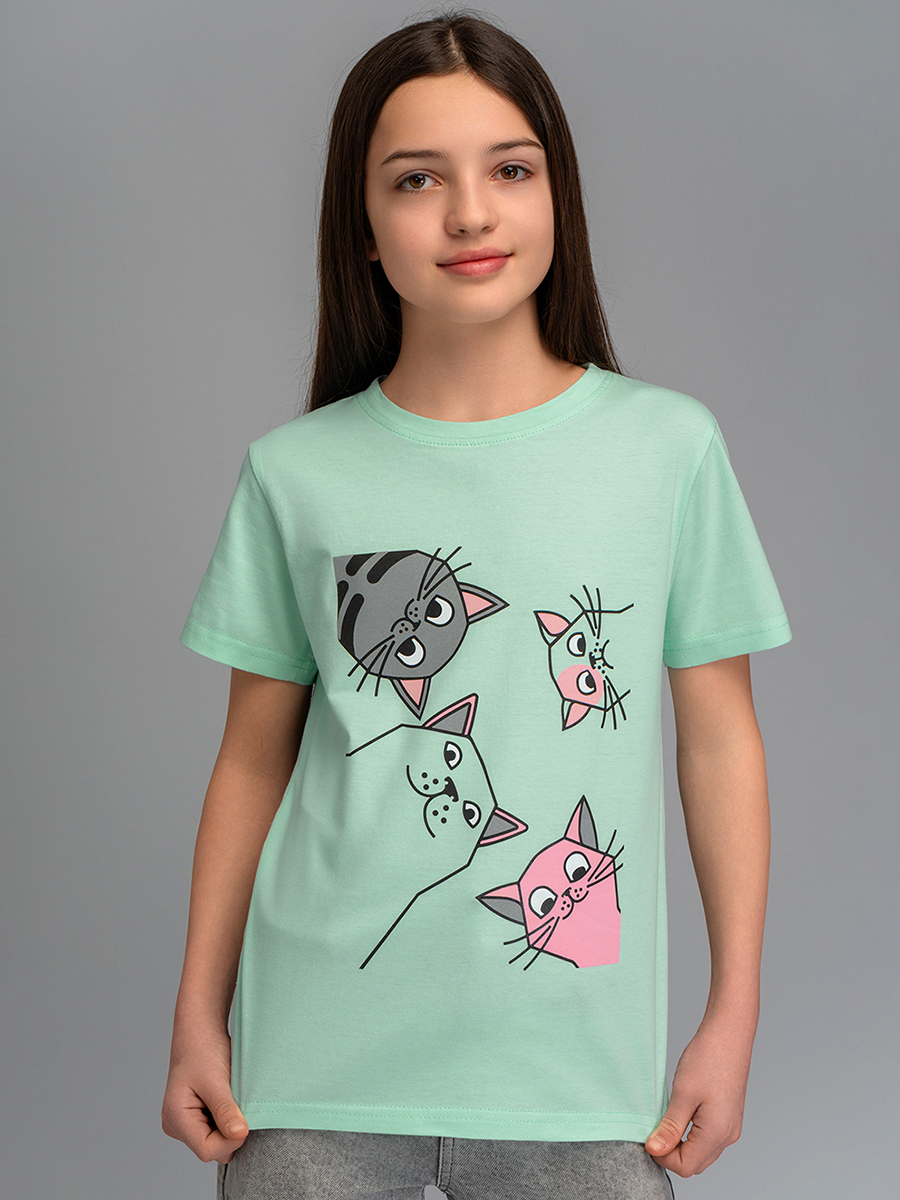 Футболка HappyFox HF66031Dкотики.ментоловый - фото 1