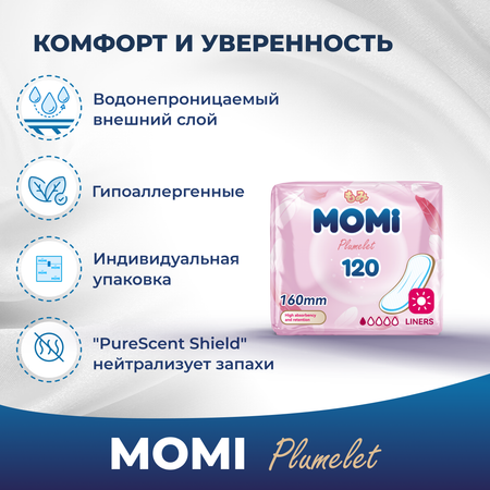 Гигиенические прокладки Momi Ежедневные 16 см 120 шт